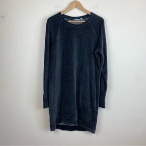 Athleta Velour Criss Cross Dress Charcoal Gray Long Sleeve